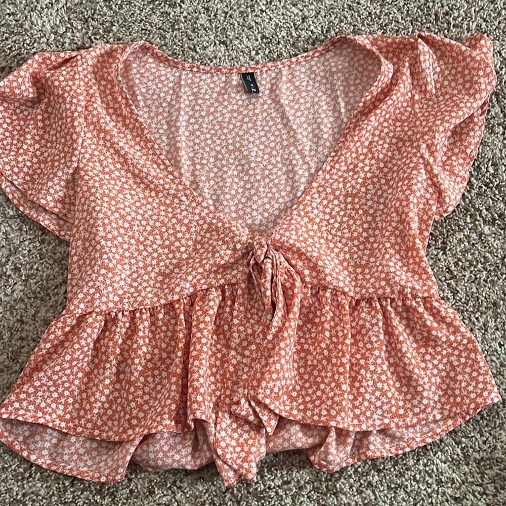 Zaful front tie peach blouse- size Medium